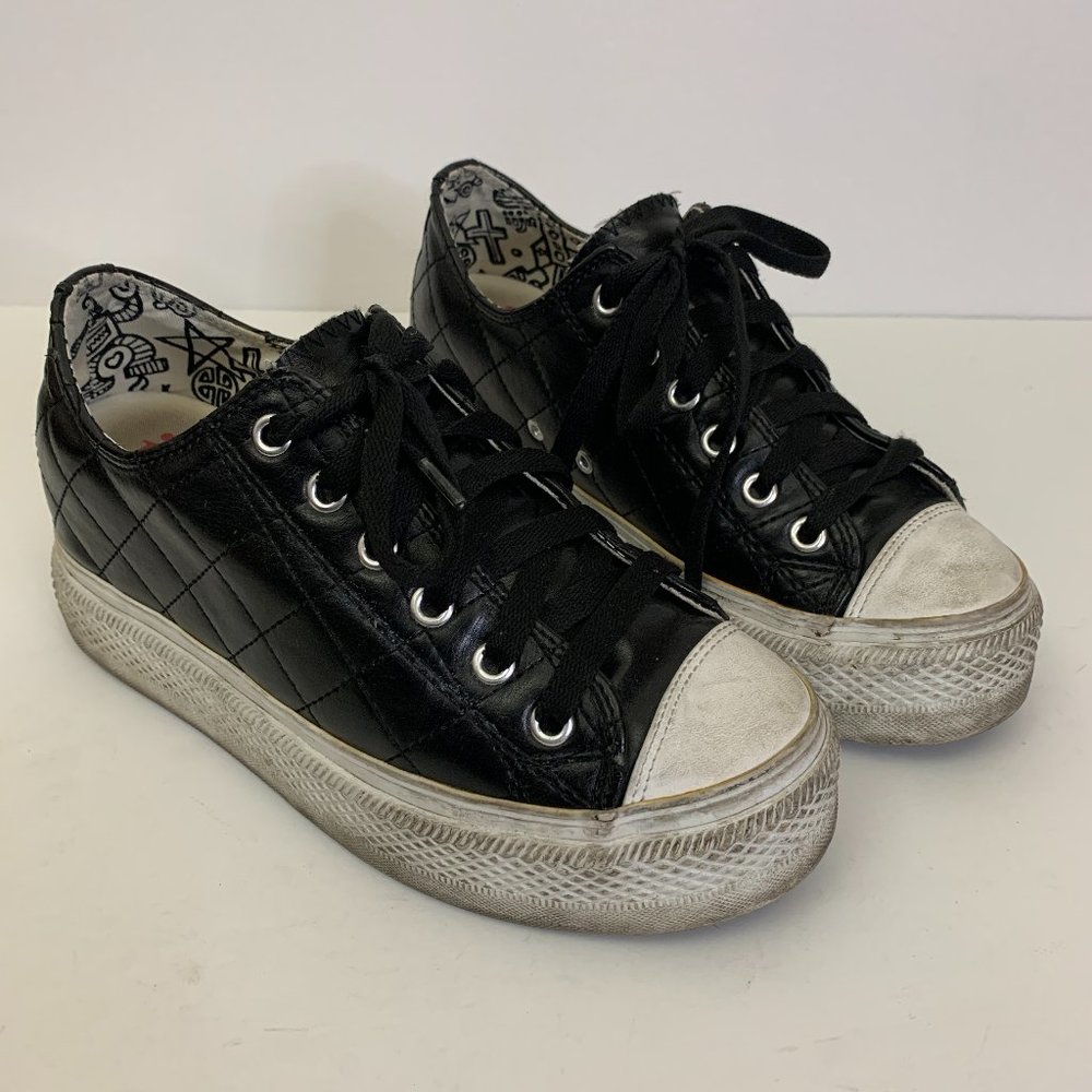 iijin Platform Sneaker Women's Size 39 /8 US Black Quilted Pattern